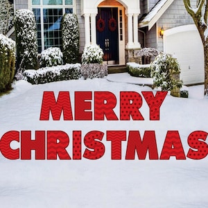 Merry Christmas Yard Sign Letters, Outdoor Holiday Lawn Decorations with Stakes, Waterproof Garden Patio Pathway Xmas Front Yard Décor