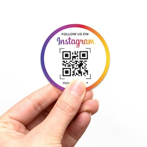 Instagram Custom Business QR Code Circle Stickers - Personalized Instagram Round QR Code Business Stickers - 2&quot; x 2&quot; - Pack of 20