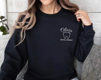Custom Dentist Sweatshirt, Personalized Dental Assistant Sweatshirt, Custom Dental Hygienist Sweatshirt, Customized Dentist Tooth Sweater