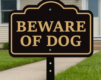Beware of Dog Yard Sign with 16" Stake, Rust-Free Aluminum Warning Sign, Home Security Not Responsible Sign for Lawn, Outdoor Dog Alert