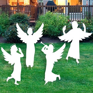 Holy Nativity - Angel Yard Sign Cutouts - Merry Christmas Yard Décor for Christmas Holiday Winter Decorations Outdoor with Metal Stakes