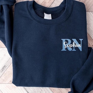 Embroidered Custom Name Nurse Sweatshirt, RN Hoodie, Nursing Student Shirt, NICU Nurse Long Sleeve Shirt, Personalized Nurse Graduation Gift