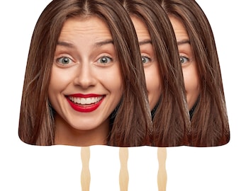 Custom Face Fans With Wooden Handle, Wedding Heads, Bachelorette Groom Face, Graduation Head, Birthday Head Fans, Head on a Stick