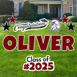 Personalized Graduation Yard Sign Letters 18&quot;, Custom Graduation Yard Cutouts Congratulations Grad 2025 Yard Décor With Metal Stakes