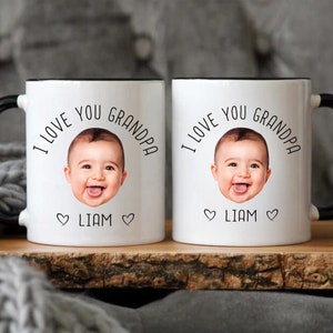 Personalized Baby Photo Mug, Custom Baby Face Mug, Father&#39;s Day Mug, Baby Face Coffee Cup, Grandpa Mug Gift, Grandparent Birthday Gift