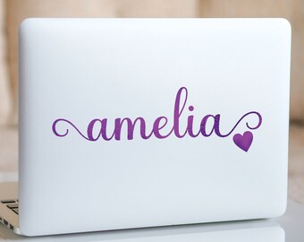 Custom Name Laptop Decal Sticker - Personalize Your Notebook With Matte Black Vinyl Skin