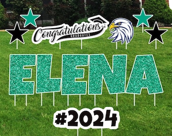 Personalized Graduation Yard Sign Letters 18", Custom Graduation Yard Cutouts Congratulations Grad 2024 Yard Décor With Metal Stakes