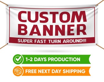 Custom Design Banner Sign - 13 oz Heavy Duty Waterproof Custom Design Vinyl Banner for Business with Metal Grommets