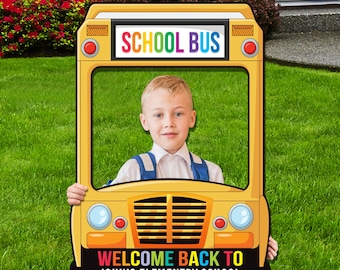 Personalized Selfie Frame, School Bus Photo Selfie Frame, Back to School Selfie Frame, Custom Selfie Frame, Photo Booth Prop School Bus