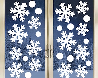 26 pegatinas de vinilo para decoración navideña, calcomanías para ventana con copos de nieve de Navidad, vinilo transparente extraíble, reposicionable, resistente al agua