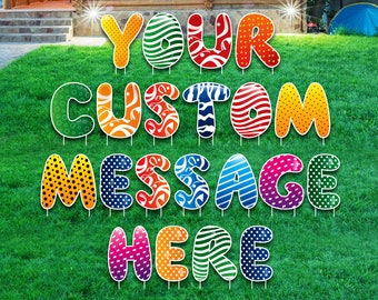 Custom Yard Sign Letters - Personalized Printed Yard Letters for Birthday, Graduation, Wedding, Engagement, Anniversary With Metal Stakes