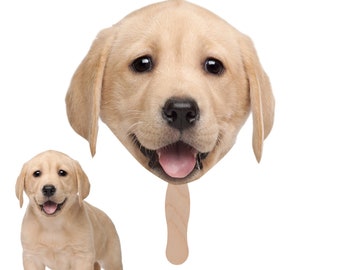 Custom Pet Face Fans with Wooden Handle - Unique and Personalized Gift for Animal Lovers, Featuring Your Favorite Cats, Dogs, Horses & More