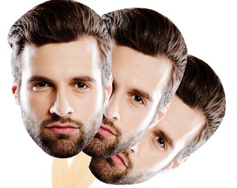 Custom Big Large Face Fans With Wooden Handle, Wedding Heads, Bachelorette Groom Face, Graduation Head, Birthday Head Fans, Head on a Stick