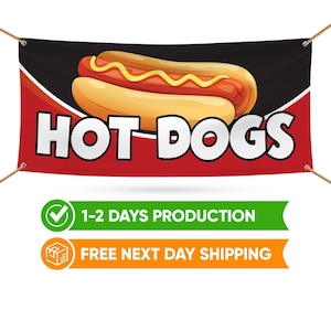 HOT DOGS Advertising Vinyl Banner Flag Sign Many Sizes FAIR CARNIVAL FOOD 