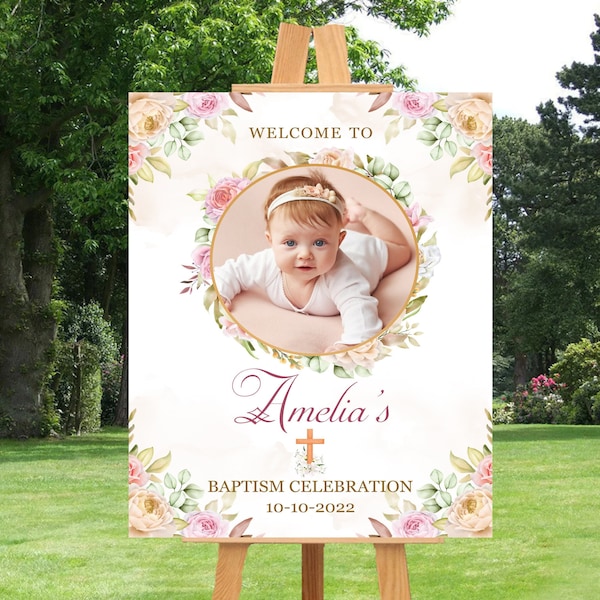 Custom Baptism Foam Board Poster Sign, Christening & Religious Custom Printing Foamcore Sign, Welcome Sign, Announcement Sign, Personalized