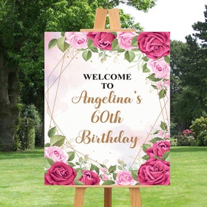 Affiche d'anniversaire personnalisée en panneau de mousse, impression d'événement d'anniversaire personnalisée panneau en mousse, panneau de bienvenue, faire-part, panneau en mousse personnalisé