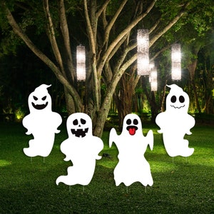 Halloween Ghost Yard Sign Cutouts, Halloween Decorations Theme Party ...