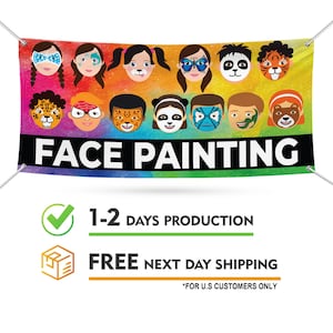 Face Painting Banner Sign - 13 oz Heavy Duty Waterproof Face Painting Vinyl Banner With Metal Grommets