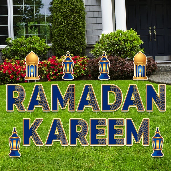 Ramadan Kareem Yard Sign Cutout - Ramadan Mubarak Yard Cards Outdoor Lawn Decorations - Ramadan Yard Sign With Metal Stakes