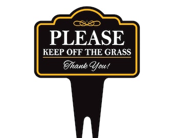 Stay Off Grass Yard Sign 10” x 14” - Rust-free Aluminum Off Grass Sign for Lawn, Please Keep Off The Grass Yard Sign with Integrated Stake