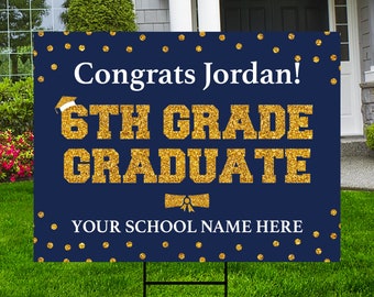 Personalized Elementary Graduation Yard Sign 2026, Middle School Graduate, Class of 2026, Custom Graduation Yard Sign with Metal H-Stake