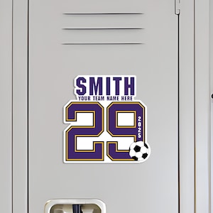 Personalized Football Locker Magnet, Custom Jersey Number School Magnet, Football Team Player Magnet Sign