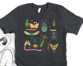 Vintage Goblincore Insect Shirt, Cottagecore Shirt, Bug Shirt, Entomology Gift, Botanical Shirt, Entomologist Tee, Unisex Nature Lover Shirt