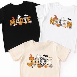 Custom Kids Halloween Name Shirt, Toddler Spooky Shirt, Personalized Kindergarten Halloween Shirt With Name Tee, Unisex Spooky Toddler Shirt