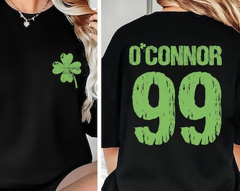 Personalized Last Name St Patricks Day Shirt, Custom Irish Drinking Tee, Shamrock Parade Gift for Family, Front Back