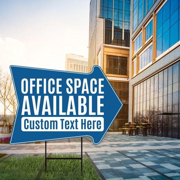 Office Space Available Yard Sign Personalized - Visible Text Custom Office Space Available Rent Lease Yard Sign with Metal H-Stake