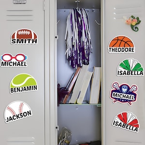 Personalized Sports Locker Magnet, Custom Name School Magnet, Football, Baseball, Soccer, Basketball, Cheer, Softball Team Player Magnet