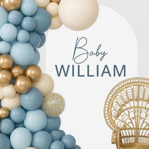 Personalized Gender Reveal Wall Decal, Gender Reveal Party Backdrop Custom Name Baby Shower Sticker, Baby Name Vinyl Decal for Balloon Arch