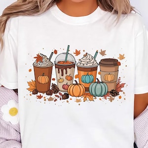 Fall Coffee Shirt, Cute Pumpkin Spice Autumn Shirt, Coffee Lover Fall Tee, Thanksgiving Shirt, Unisex Halloween Fall Shirt, Gifts for Her