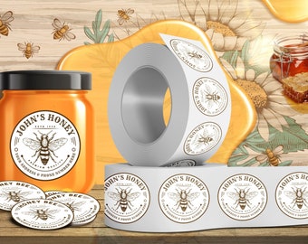 Personalized Honey Roll Labels, Custom Honey Product Stickers, Business Honey Labels for Mason, Honey Bee Favors, Honey Lid Stickers