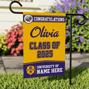 Personalized Graduation Garden Flag, Double Sided, Custom Name & School, Outdoor Graduation Decoration 2025 Yard Sign, Class of 2025 Flag