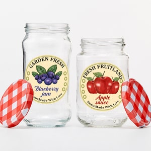 Personalized Canning Stickers, Custom Fruit Canning Kitchen Stickers, Business Vintage Labels for Mason, Round Canning Jar Lid Stickers