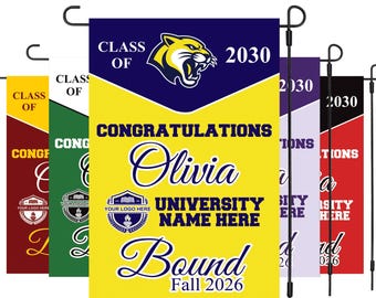 Personalized College Bound Garden Flag, Double Sided Future Graduate Custom Decor, University Bound Yard Sign, Class of 2026 Graduation Flag