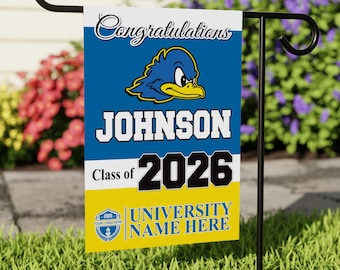 Personalized College Graduation Garden Flag, Double-Sided Custom School, University Logo, Class of 2026 Yard Sign, Graduate Celebration Flag