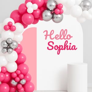 Personalized Happy Birthday Name Wall Decal, Happy Birthday Party Backdrop Custom Name Sticker, Cat Theme Vinyl Decal for Balloon Arch