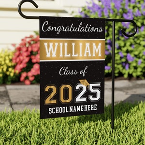 Personalized Graduation Garden Flag, Double Sided, Custom Name & School, Outdoor Graduation Decoration 2025 Yard Sign, Class of 2025 Flag