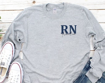 Custom Registered Nurse Long Sleeve T-Shirt, Personalized RN Unisex Shirt, Nurse Pocket Shirt, Nurse Life, RN Graduation Shirt, Nurse Gift