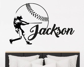 Personalized Baseball Name Wall Decal - Boys Girls Custom Name Baseball Sports Wall Sticker - Vinyl Decal Personalized Name Monogram