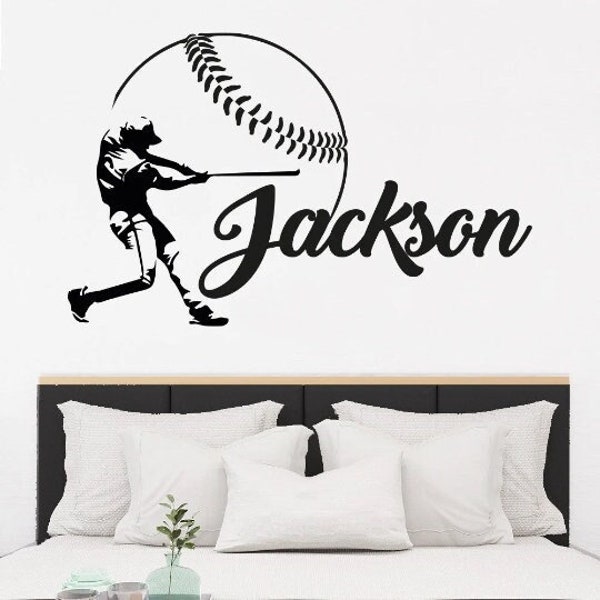 Personalized Baseball Name Wall Decal - Boys Girls Custom Name Baseball Sports Wall Sticker - Vinyl Decal Personalized Name Monogram