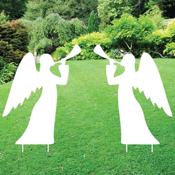 Holy Nativity - Angel Yard Sign Cutouts - Merry Christmas Yard Décor for Christmas Holiday Winter Decorations Outdoor with Metal Stakes