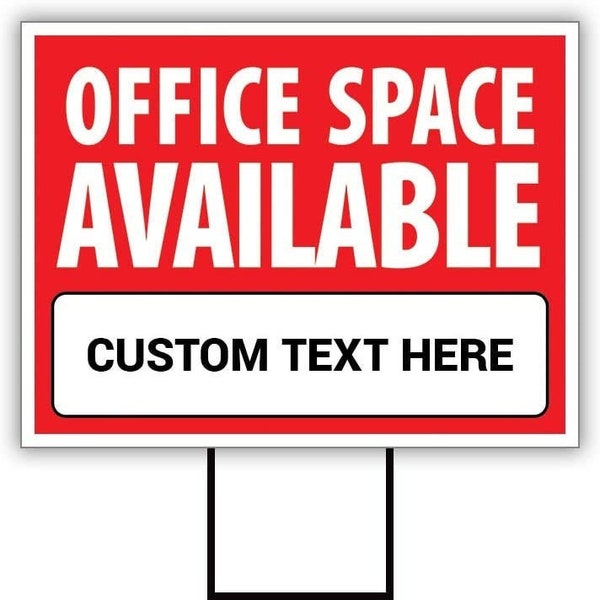 Office Space Available Yard Sign Personalized 24" x 18" - Visible Text Custom Office Space Available Rent Lease Sign with Metal H-Stake