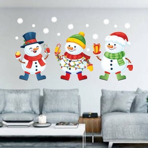 Snowman Christmas Wall Decal - Christmas Wall Sticker - Vinyl Decal Christmas Sticker - Snowman Stickers - Snowman Decals