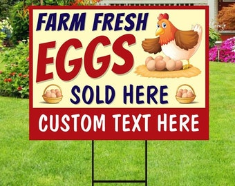 12 x 18 inch Aluminum Sign PREMIUM Personalized Farm Fresh Eggs for Sale Sign with Your Custom Message