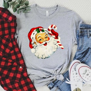 Christmas Santa T-Shirt For Men, Christmas Santa Women V Neck Shirt, Retro Santa Shirt For Kids, Unisex Vintage Santa Shirt - 1014