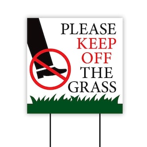Panneau de jardin « Stay Off » - Texte visible en coroplast et durable Panneau de signalisation de jardin avec piquets « Keep off » en coroplast