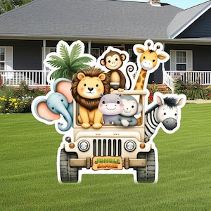 Baby Safari Party Decorations, Safari Animals Cutout, Yard Signs, Party Props, Centerpieces Backdrop for Baby Shower & Birthday Party